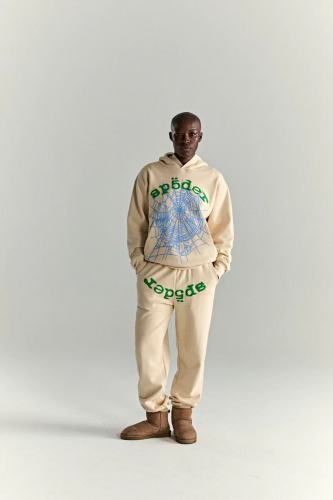 1:1 quality version 28165986 Green Letter Blue Spiderweb Print Hoodie & Pants Set