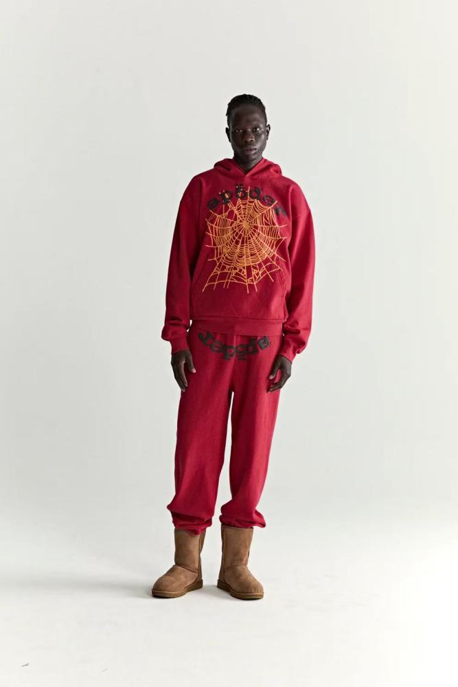 [buy more save more]1:1 quality version 28168199 Black Letter Orange Web Print Hoodie & Pants Set