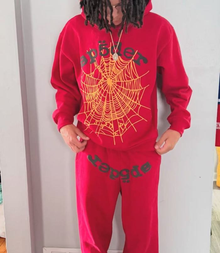 [buy more save more]1:1 quality version 28168199 Black Letter Orange Web Print Hoodie & Pants Set