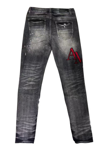 1:1 quality version 28179751 Black and Red Embroidered Letter Jeans