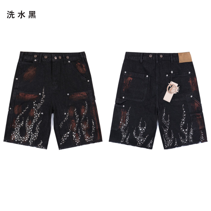 28185726 Rhinestone Washed Version Denim Shorts 4 colors