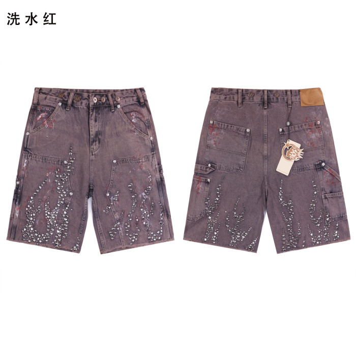 28185726 Rhinestone Washed Version Denim Shorts 4 colors