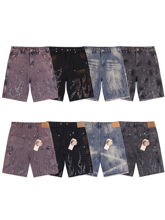28185726 Rhinestone Washed Version Denim Shorts 4 colors