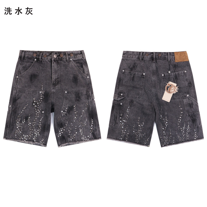 28185726 Rhinestone Washed Version Denim Shorts 4 colors
