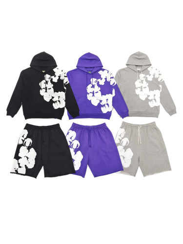 1:1 quality version 28180463 Big Kapok Printed Hoodie & Shorts Set 3 colors