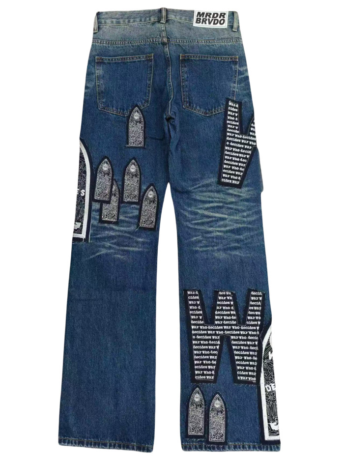 1:1 quality version 28194003 Embroidered Jeans