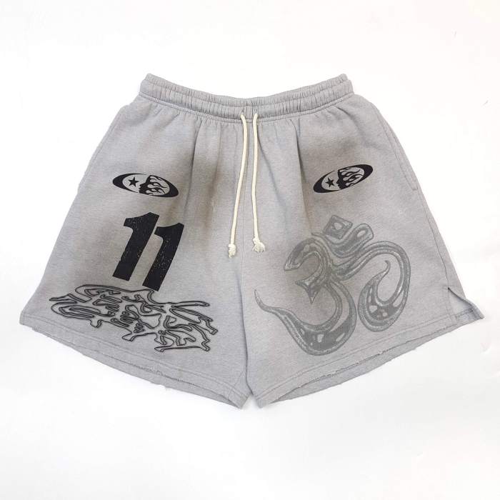 [Big & Tall for weights up to 260 lbs]1:1 quality version 28194026 Abraded Printed Distressed Shorts with NFC tag