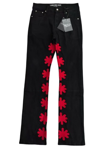 1:1 quality version 28193986 Red Flower Embroidered Jeans