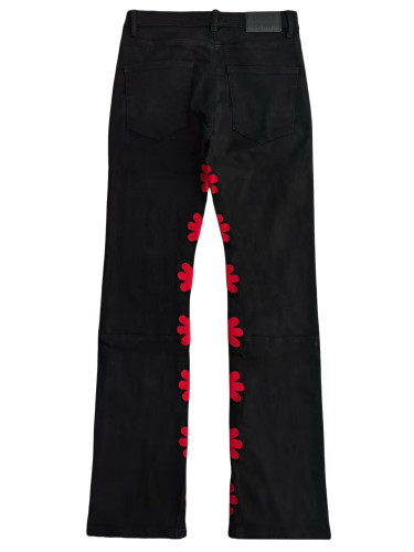 1:1 quality version 28193986 Red Flower Embroidered Jeans