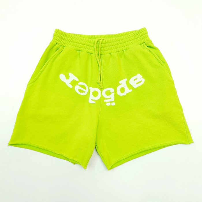 1:1 quality version 28195424 Gradient Spiderweb Print Bright Green Hoodie & Shorts Set