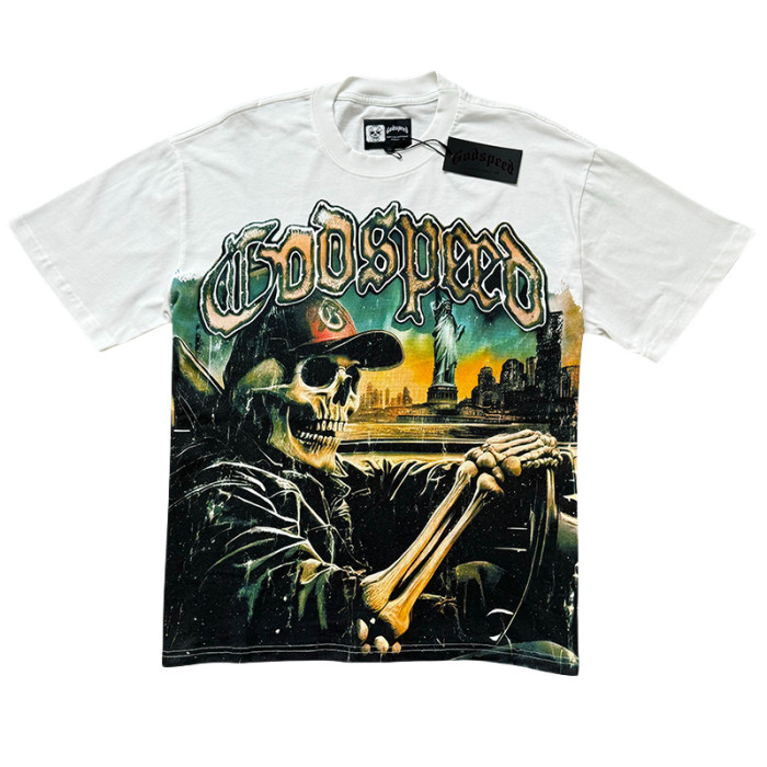 28195283 Skull Driving Landscape Print Washed Version Tee 2 colors