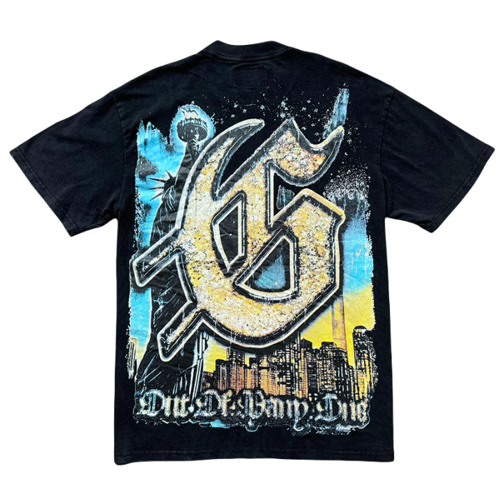 28195283 Skull Driving Landscape Print Washed Version Tee 2 colors