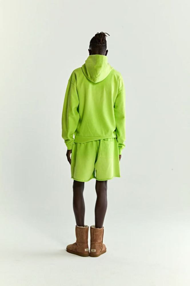 1:1 quality version 28195424 Gradient Spiderweb Print Bright Green Hoodie & Shorts Set