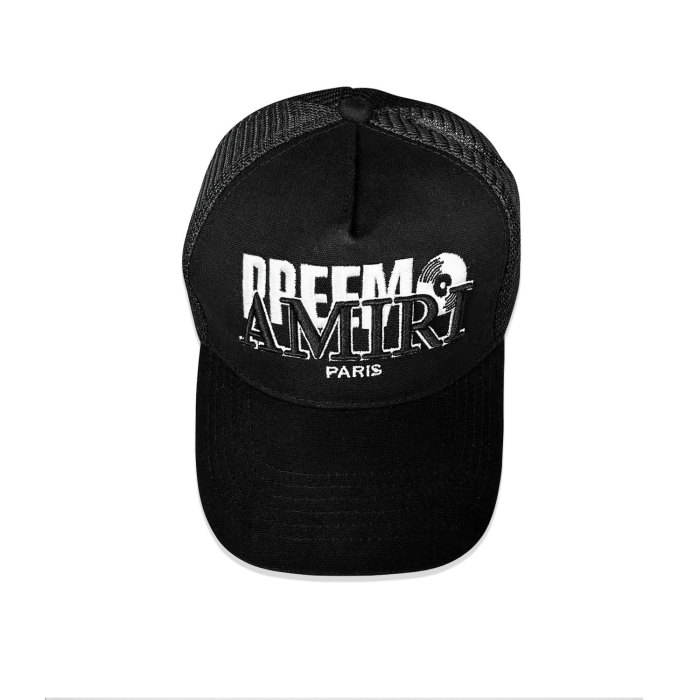 28195461 Black White Embroidery Mesh Cap