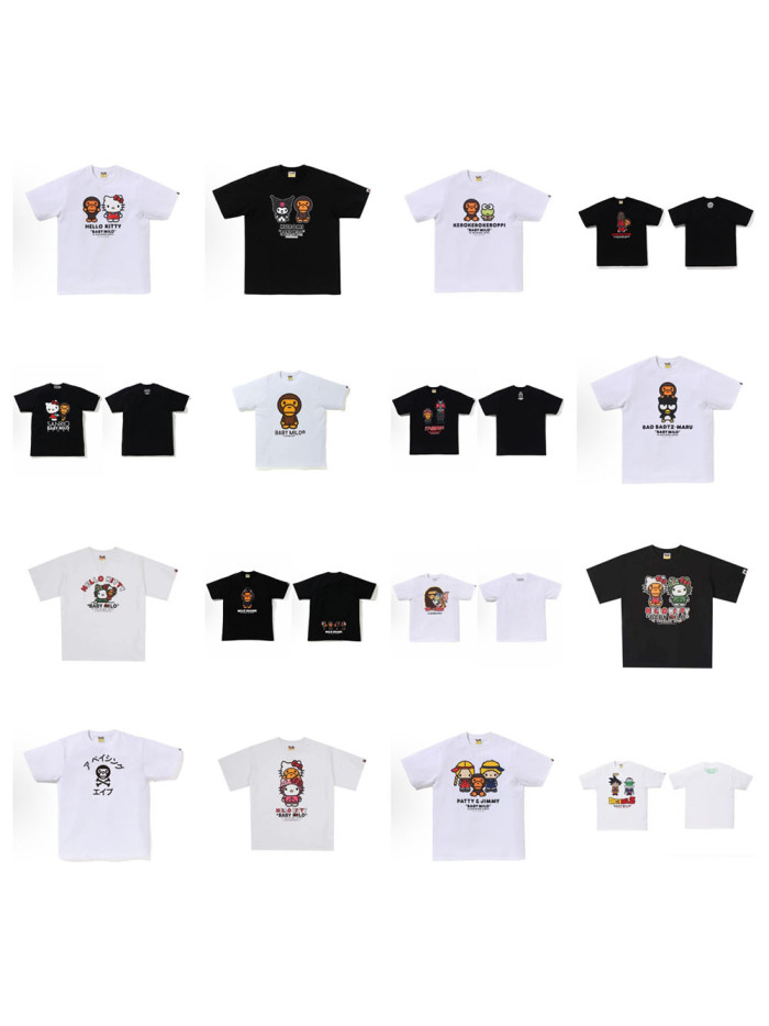 28199410 Hello Kitty & BABY MILO & Tom and Jerry Cartoon Collaboration printed tee 60 colors