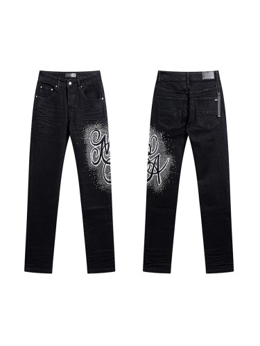 28199437 Rhinestone Letter Print Jeans