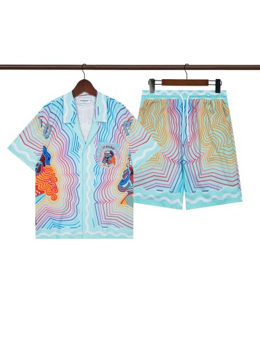 28201289 Colored line portrait Polo shirt & shorts set