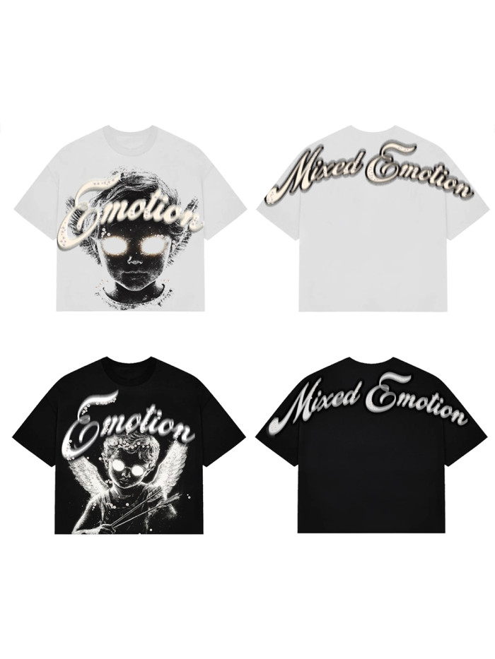 28201068 Pearl Embellished Letter Clash Cherub Print Tee 2 colors
