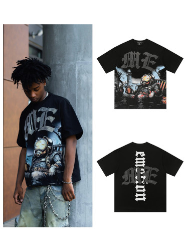 [buy more save more]28201025 Rhinestone Monogram Astronaut Print Tee
