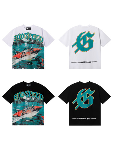 28203031 Speedboat Shark Print Tee 2 colors