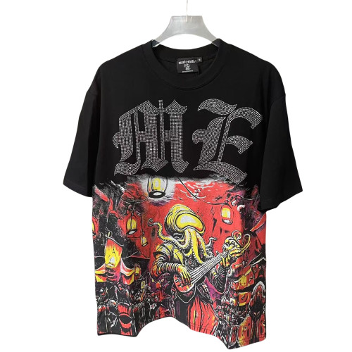 28203156 Rhinestone Octopus Playing guitar Print Tee