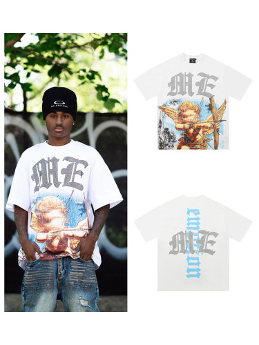 28203974 Rhinestone Letter Angel Print Tee