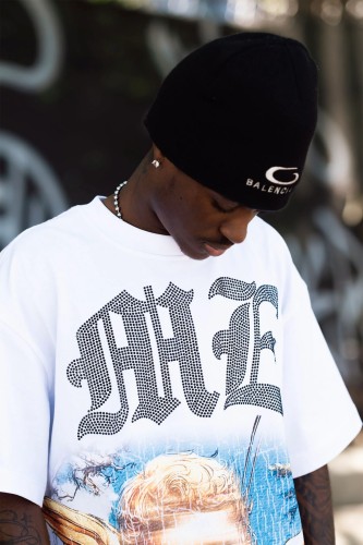 28203974 Rhinestone Letter Angel Print Tee
