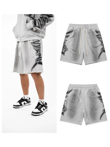 28204006 Side Letter Print Vintage Cut-Off Shorts