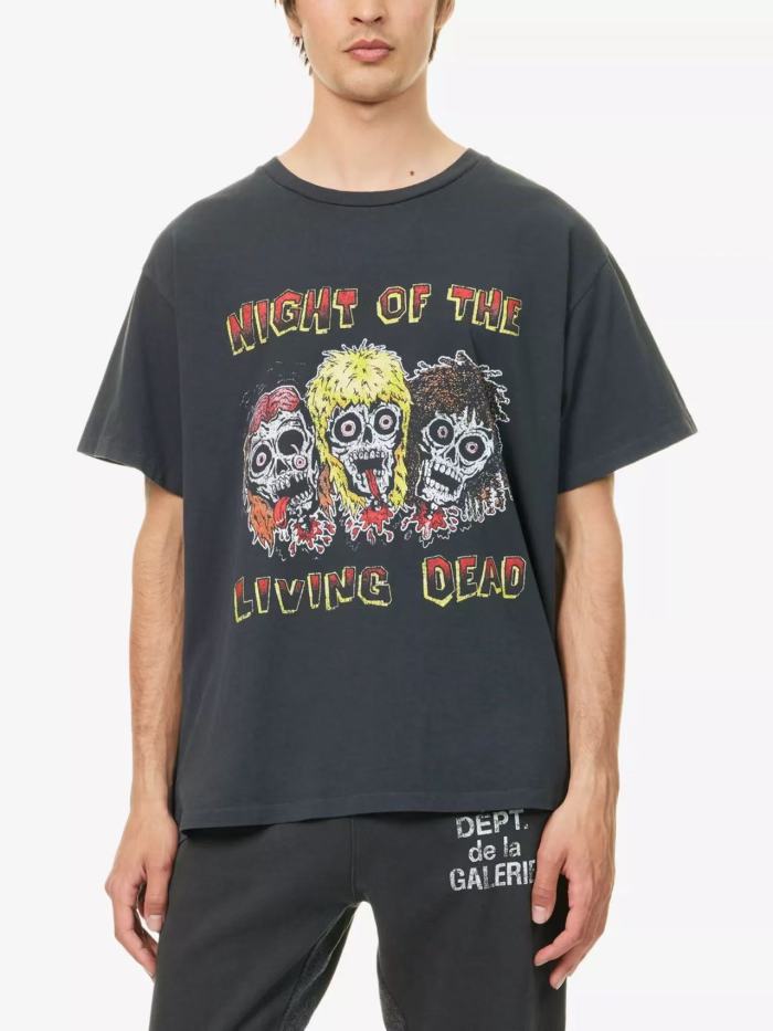 1:1 quality version 28205401 Colorful Hair Skull Print Washed Version Tee