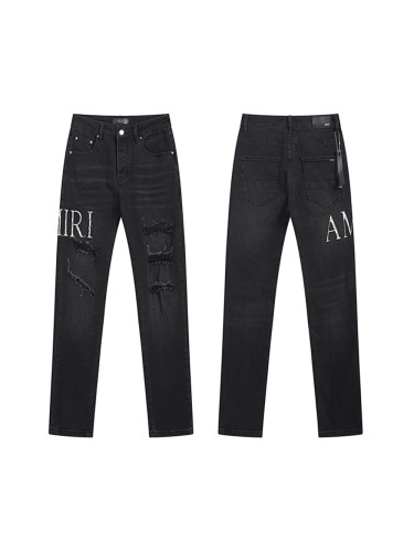 28205714 Ripped LOGO Letter Embroidered Jeans