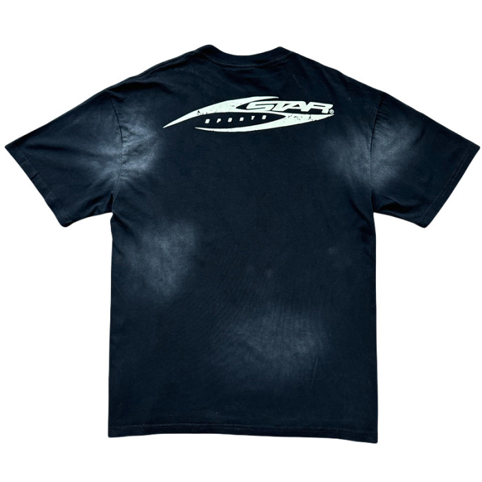 28214421 Distressed H Letter Logo Print Washed Version Tee & Shorts Set