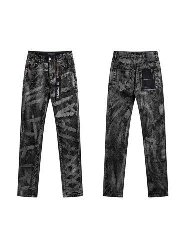 28216336 Gray White Graffiti Slim-fit Ankle-length Jeans