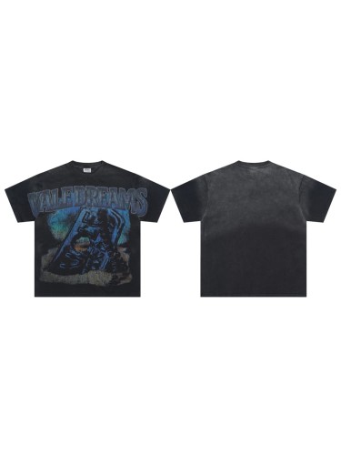 28219109 Blue beads string Printed Washed Version Tee