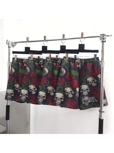 [Big & Tall for weights up to 260 lbs]1:1 quality version 28219056 Rose Skull Printed shorts