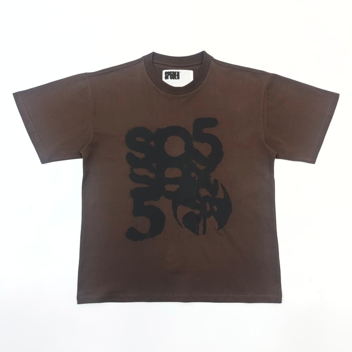 1:1 quality version 28219053 Black Spot Letter Brown Printed Tee