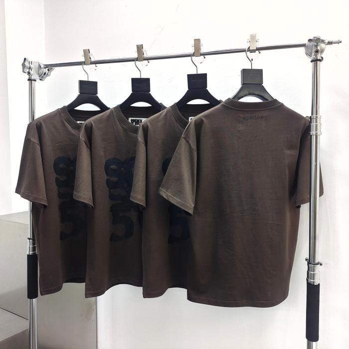 1:1 quality version 28219053 Black Spot Letter Brown Printed Tee
