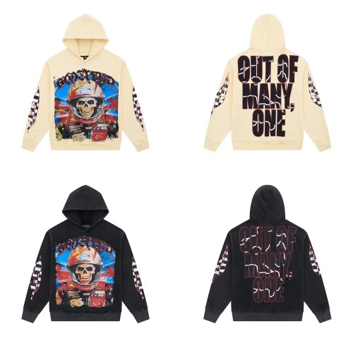 28228173 Racer Skull Print Washed Version Hoodie 2 colors