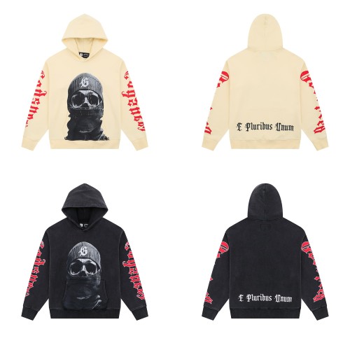 28228172 Masked Skull Print Washed Version Hoodie 2 colors
