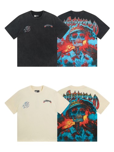 28233389 Back Volcanic Eruption Skull Print Washed Version Tee 2 colors