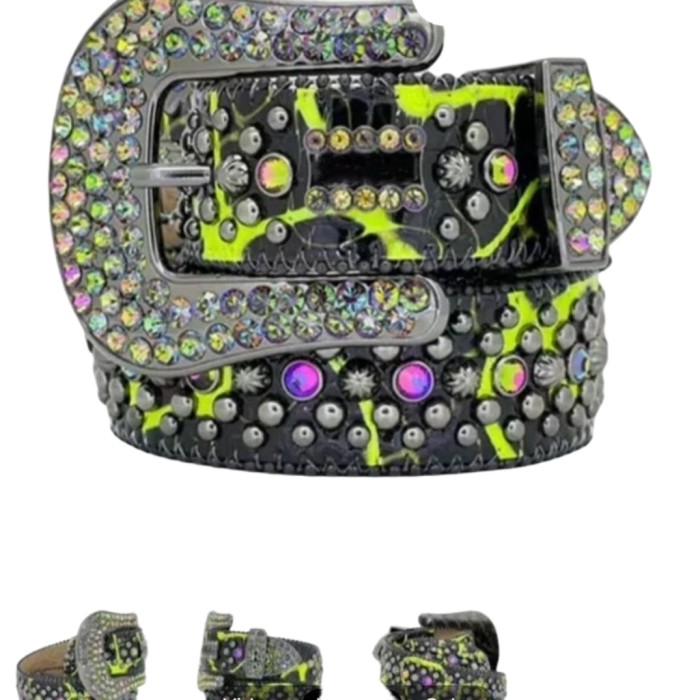 [50% Off]1:1 quality version Two-color rhinestone studded belt 25364652
