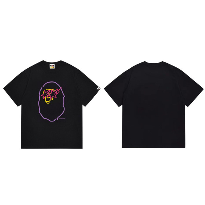 28261578 Star Lightning Ape Head Sakura Tree Print Tee 18 colors