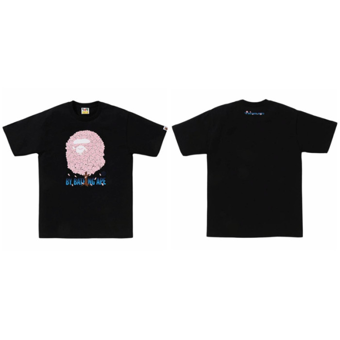 28261578 Star Lightning Ape Head Sakura Tree Print Tee 18 colors
