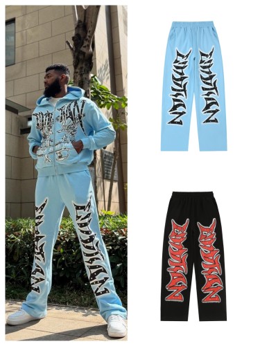 28261476 Graffiti letter Rhinestone Sweatpants 2 colors