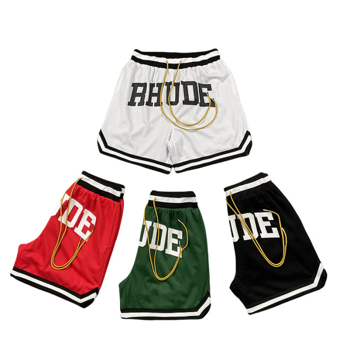 28261492 Color-blocking letter print breathable shorts 4 colors