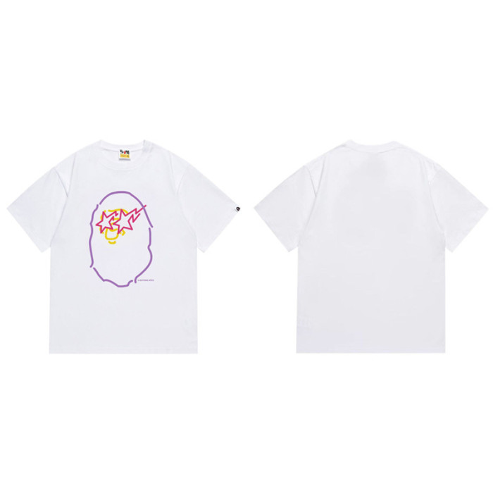 28261578 Star Lightning Ape Head Sakura Tree Print Tee 18 colors