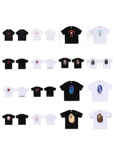 28261578 Star Lightning Ape Head Sakura Tree Print Tee 18 colors