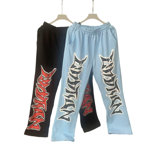 28261476 Graffiti letter Rhinestone Sweatpants 2 colors