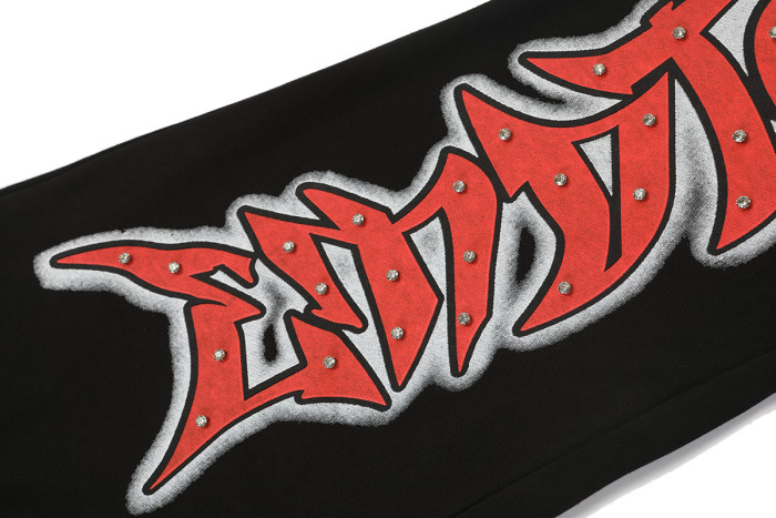 28261476 Graffiti letter Rhinestone Sweatpants 2 colors