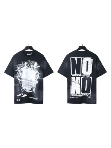 28270572 Colorblocked Black and White Printed Washed Version Tee