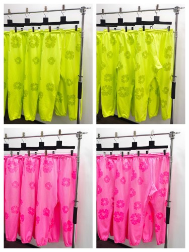 1:1 quality version 28219069 Kapok Fluorescence Powder & Chartreuse Printed Sweatpants